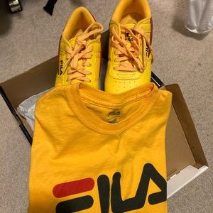 Fila tennis shoes with matching shirt